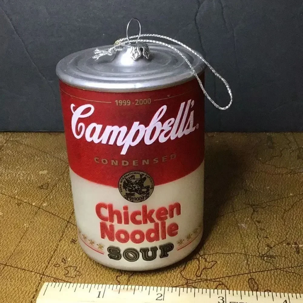 Ornament, vintage glass, Campbell Soup ornament